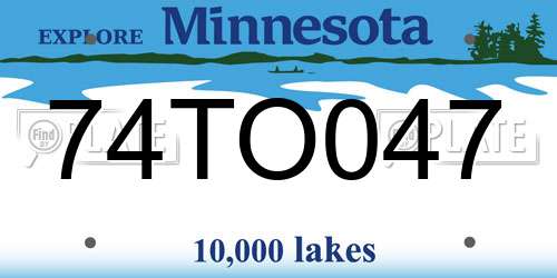 74TO047 Minnesota License Plate