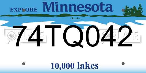74TQ042 Minnesota License Plate