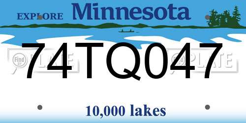 74TQ047 Minnesota License Plate