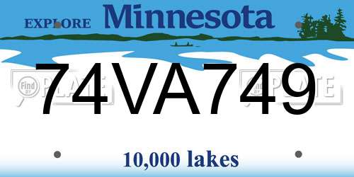 74VA749 Minnesota License Plate