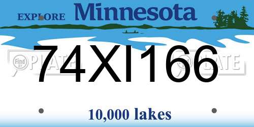 74XI166 Minnesota License Plate
