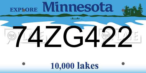 74ZG422 Minnesota License Plate