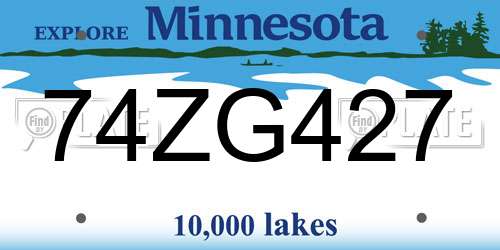 74ZG427 Minnesota License Plate