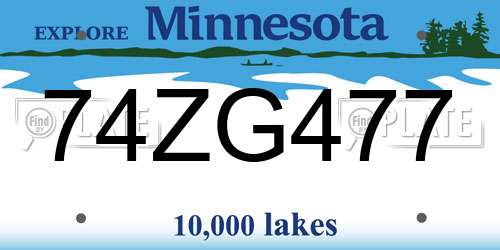 74ZG477 Minnesota License Plate