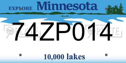 74ZP014 Minnesota License Plate