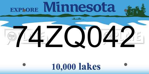 74ZQ042 Minnesota License Plate