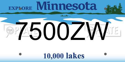7500ZW Minnesota License Plate