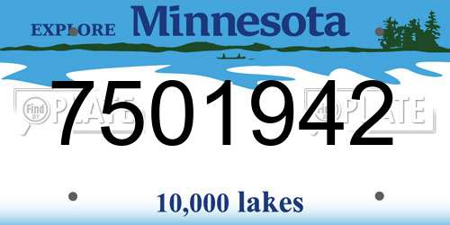 7501942 Minnesota License Plate
