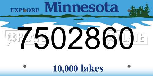 7502860 Minnesota License Plate