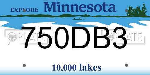750DB3 Minnesota License Plate