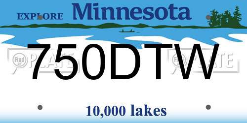 750DTW Minnesota License Plate
