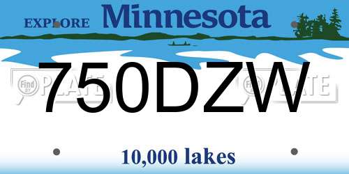 750DZW Minnesota License Plate