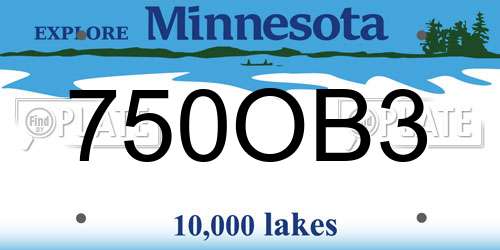 750OB3 Minnesota License Plate