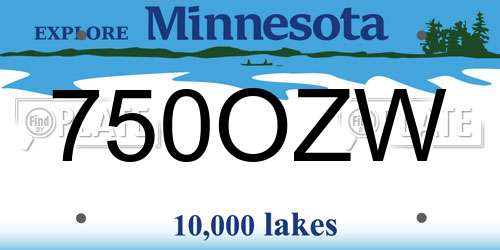 750OZW Minnesota License Plate