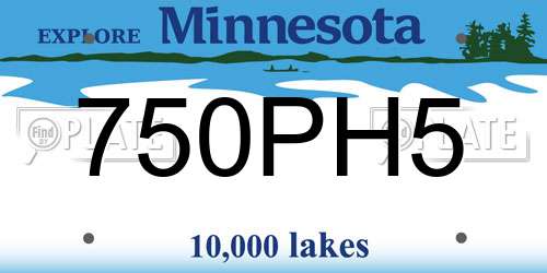 750PH5 Minnesota License Plate