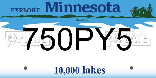 750PY5 Minnesota License Plate