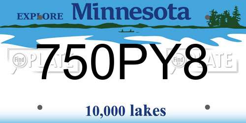 750PY8 Minnesota License Plate