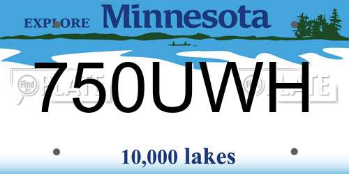 750UWH Minnesota License Plate