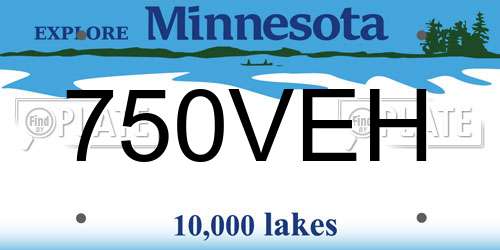 750VEH Minnesota License Plate