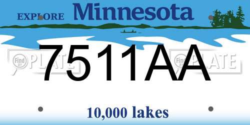 7511AA Minnesota License Plate