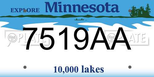7519AA Minnesota License Plate