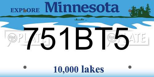751BT5 Minnesota License Plate