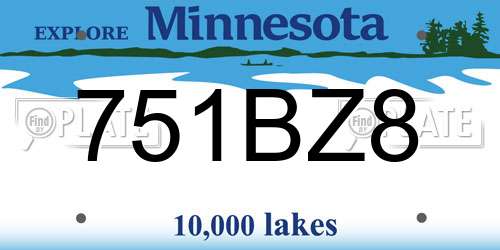 751BZ8 Minnesota License Plate