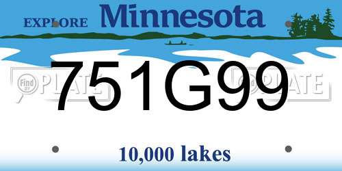 751G99 Minnesota License Plate