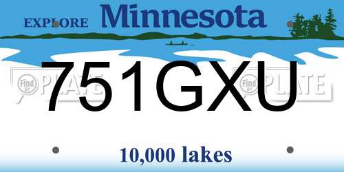 751GXU Minnesota License Plate