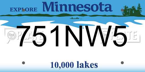 751NW5 Minnesota License Plate