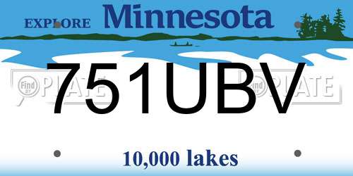 751UBV Minnesota License Plate