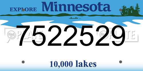 7522529 Minnesota License Plate