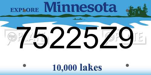 75225Z9 Minnesota License Plate