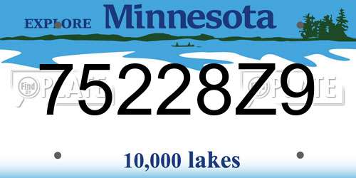 75228Z9 Minnesota License Plate
