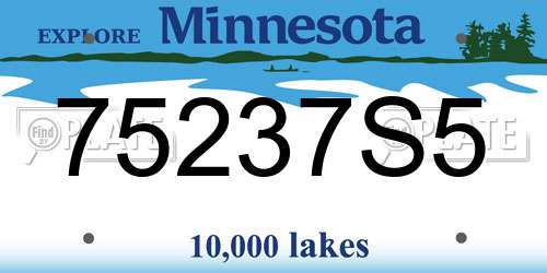 75237S5 Minnesota License Plate