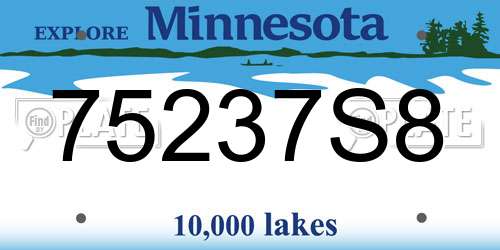 75237S8 Minnesota License Plate