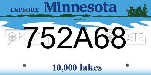 752A68 Minnesota License Plate
