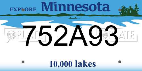 752A93 Minnesota License Plate