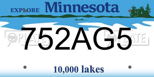 752AG5 Minnesota License Plate