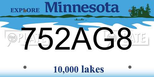 752AG8 Minnesota License Plate