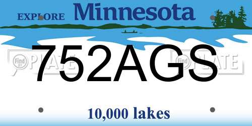 752AGS Minnesota License Plate