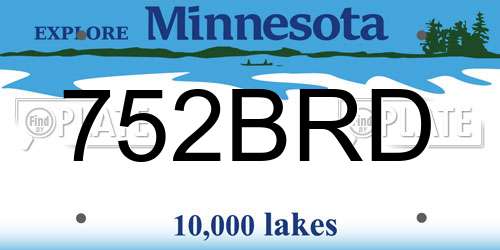 752BRD Minnesota License Plate
