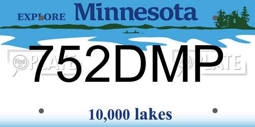 752DMP Minnesota License Plate