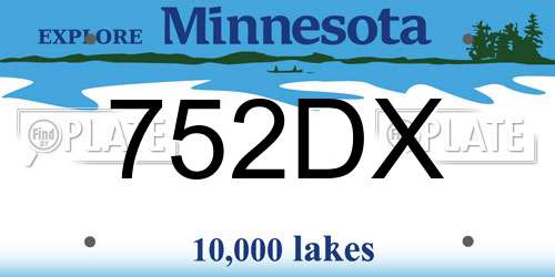 752DX Minnesota License Plate