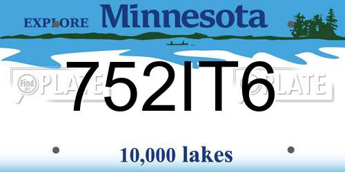 752IT6 Minnesota License Plate
