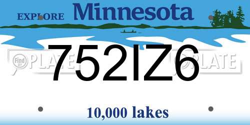 752IZ6 Minnesota License Plate