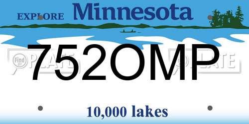 752OMP Minnesota License Plate