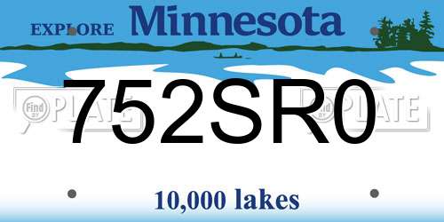 752SR0 Minnesota License Plate