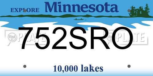 752SRO Minnesota License Plate