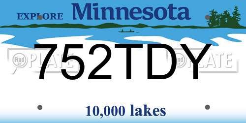 752TDY Minnesota License Plate